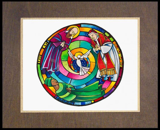 St. Francis de Sales, Thea Bowman, St. John XXIII Mandala - Wood Plaque Premium by Br. Mickey McGrath, OSFS - Trinity Stores