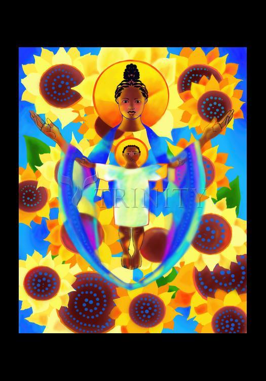 Madonna and Child of Good Health with Sunflowers - Holy Card by Br. Mickey McGrath, OSFS - Trinity Stores