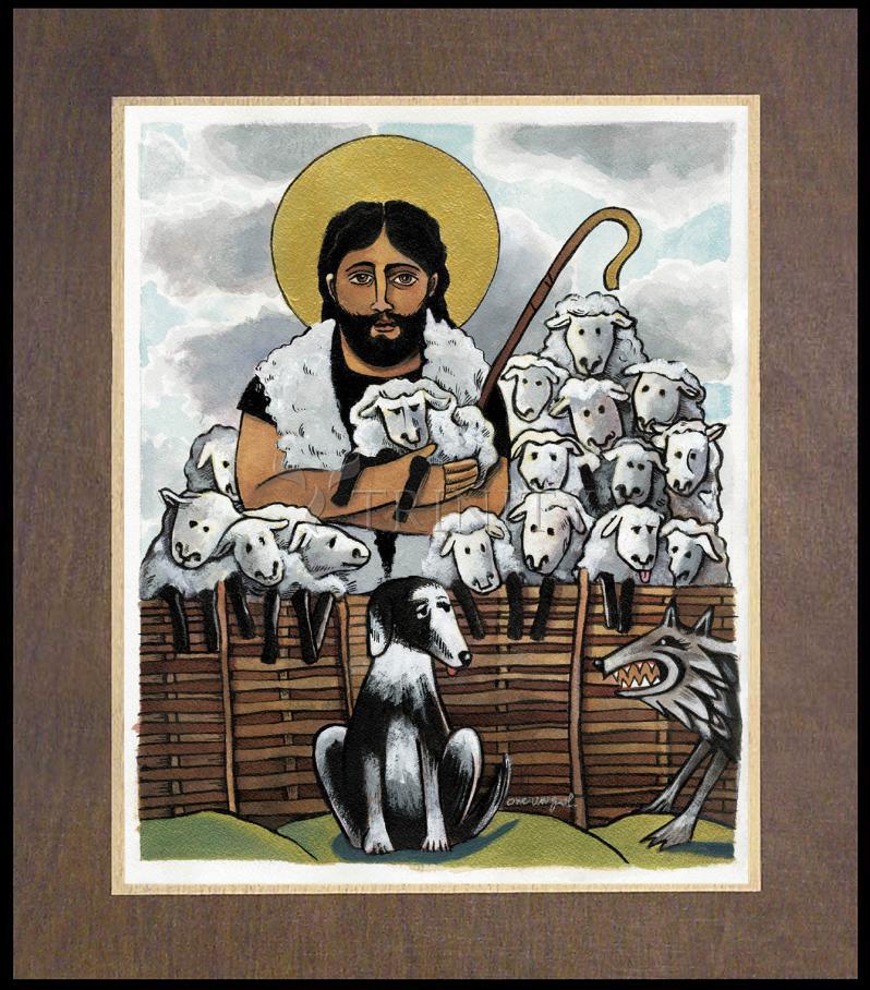 Good Shepherd - Wood Plaque Premium by Br. Mickey McGrath, OSFS - Trinity Stores