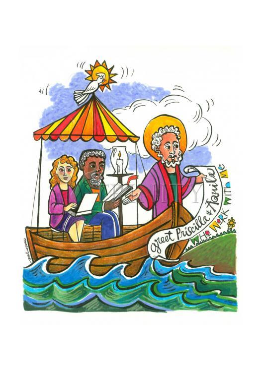 St. Paul: Greet Sts. Priscilla and Aquila - Holy Card by Br. Mickey McGrath, OSFS - Trinity Stores