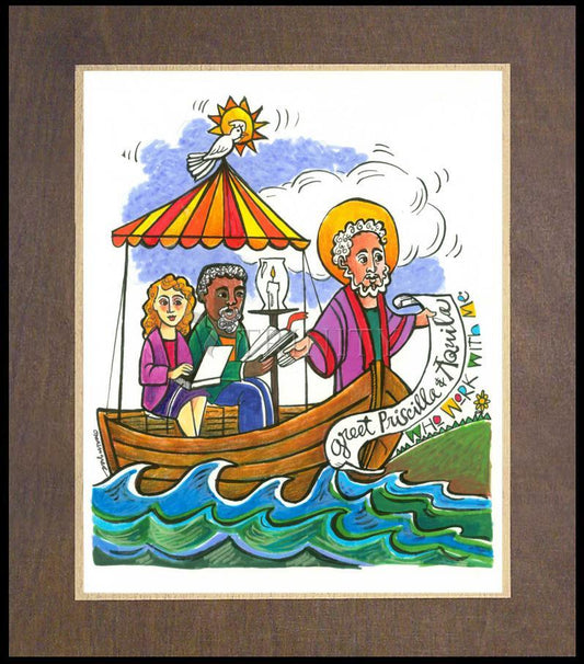St. Paul: Greet Sts. Priscilla and Aquila - Wood Plaque Premium by Br. Mickey McGrath, OSFS - Trinity Stores