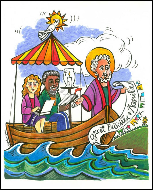 St. Paul: Greet Sts. Priscilla and Aquila - Wood Plaque by Br. Mickey McGrath, OSFS - Trinity Stores