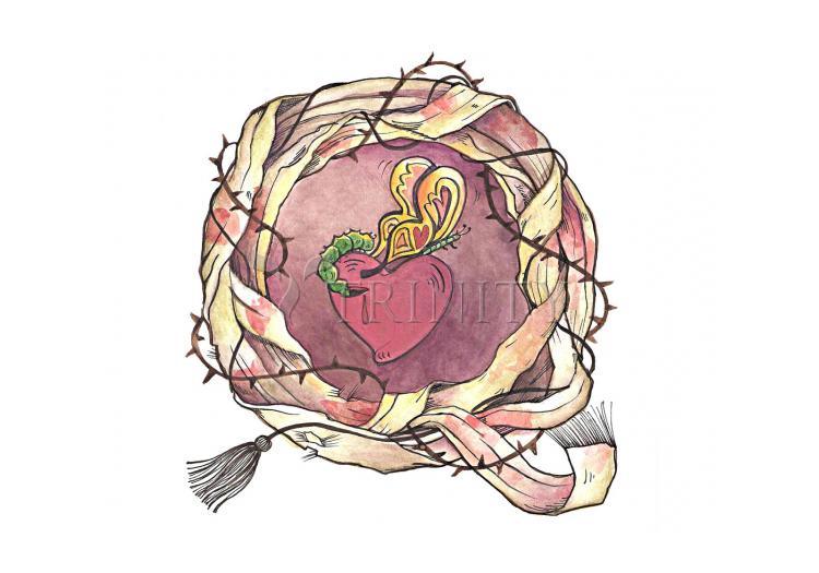 Sacred Heart and Crown of Thorns - Holy Card by Br. Mickey McGrath, OSFS - Trinity Stores