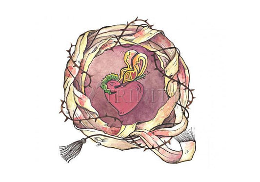 Sacred Heart and Crown of Thorns - Holy Card by Br. Mickey McGrath, OSFS - Trinity Stores