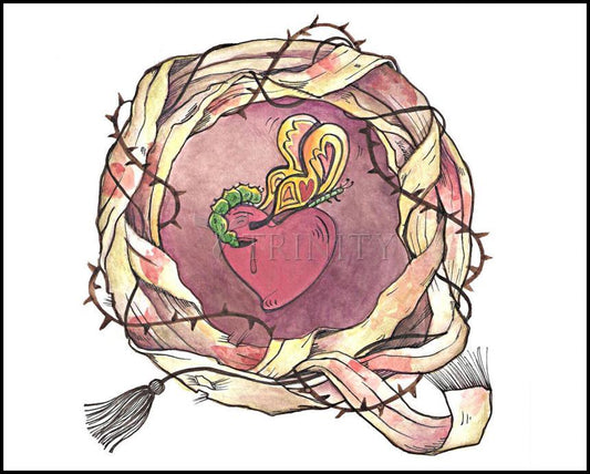 Sacred Heart and Crown of Thorns - Wood Plaque by Br. Mickey McGrath, OSFS - Trinity Stores