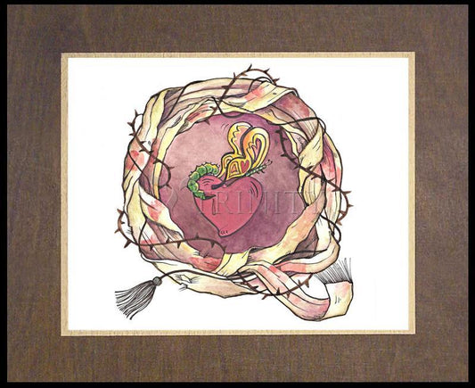 Sacred Heart and Crown of Thorns - Wood Plaque Premium by Br. Mickey McGrath, OSFS - Trinity Stores