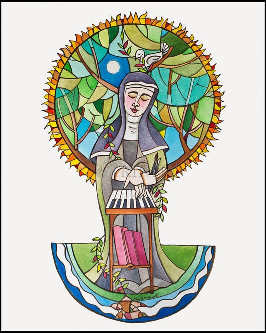 St. Hildegard of Bingen - Wood Plaque by Br. Mickey McGrath, OSFS - Trinity Stores