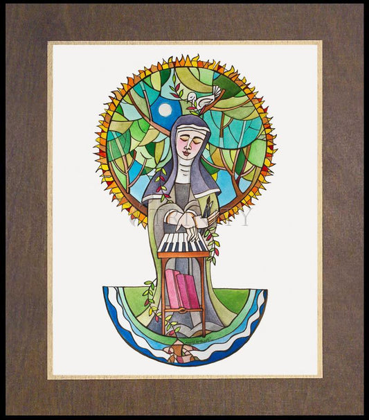 St. Hildegard of Bingen - Wood Plaque Premium by Br. Mickey McGrath, OSFS - Trinity Stores
