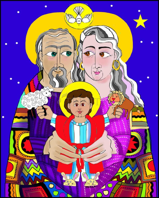 Sts. Ann and Joachim, Grandparents with Jesus - Wood Plaque by Br. Mickey McGrath, OSFS - Trinity Stores