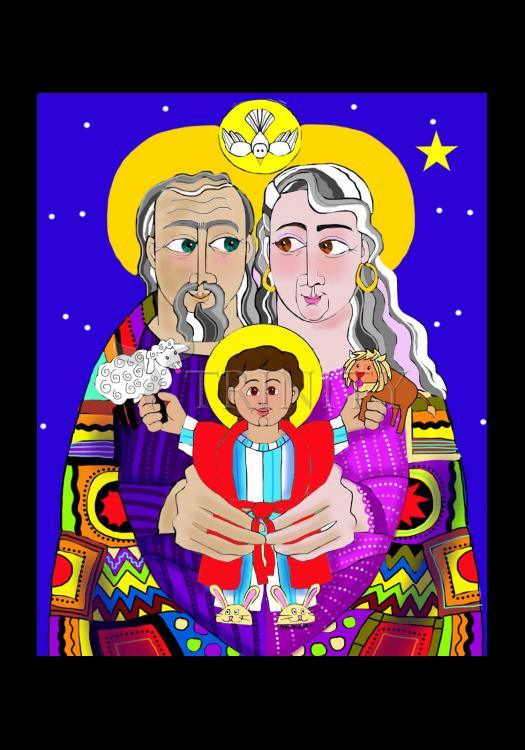 Sts. Ann and Joachim, Grandparents with Jesus - Holy Card by Br. Mickey McGrath, OSFS - Trinity Stores
