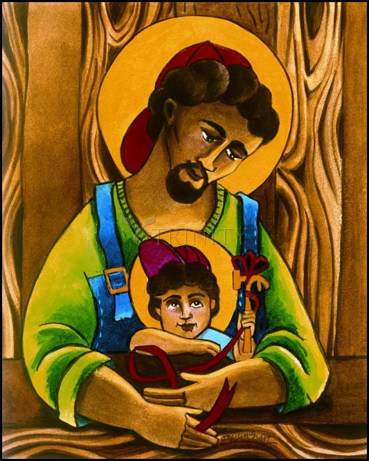 St. Joseph and Son - Wood Plaque by Br. Mickey McGrath, OSFS - Trinity Stores