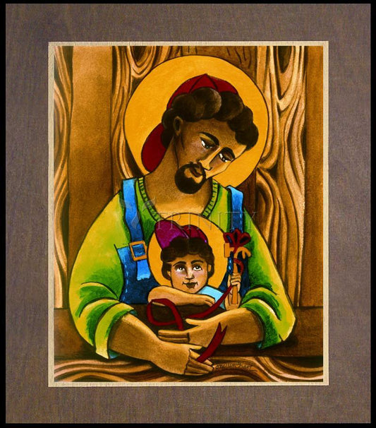 St. Joseph and Son - Wood Plaque Premium by Br. Mickey McGrath, OSFS - Trinity Stores