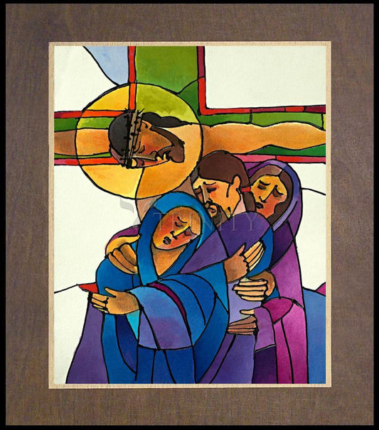 Stations of the Cross - 12 Jesus Dies on the Cross - Wood Plaque Premium by Br. Mickey McGrath, OSFS - Trinity Stores