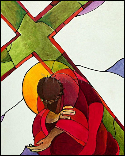 Stations of the Cross - 9 Jesus Falls a Third Time - Wood Plaque by Br. Mickey McGrath, OSFS - Trinity Stores