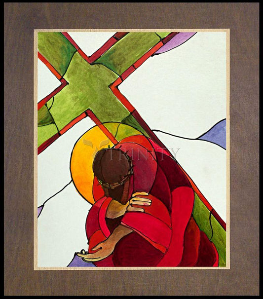 Stations of the Cross - 9 Jesus Falls a Third Time - Wood Plaque Premium by Br. Mickey McGrath, OSFS - Trinity Stores