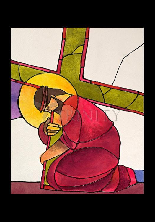 Stations of the Cross - 3 Jesus Falls the First Time - Holy Card by Br. Mickey McGrath, OSFS - Trinity Stores