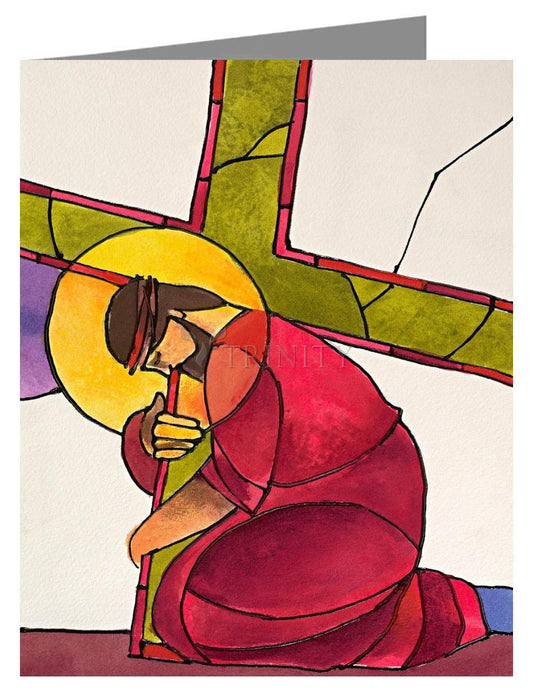 Stations of the Cross - 3 Jesus Falls the First Time - Note Card Custom Text by Br. Mickey McGrath, OSFS - Trinity Stores