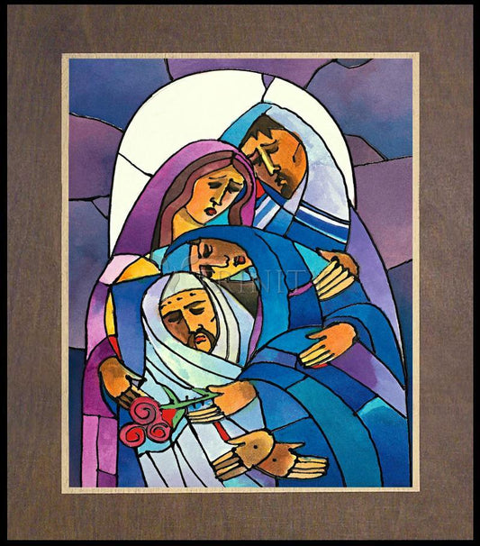 Stations of the Cross - 14 Body of Jesus is Laid in the Tomb - Wood Plaque Premium by Br. Mickey McGrath, OSFS - Trinity Stores