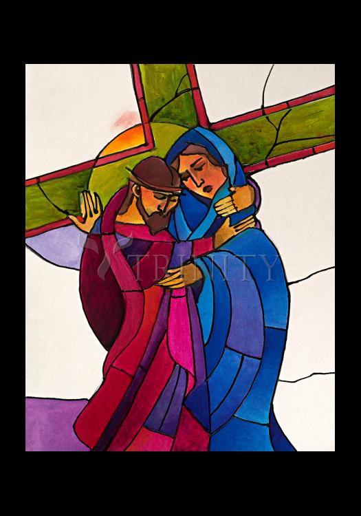 Stations of the Cross - 4 Jesus Meets His Sorrowful Mother - Holy Card by Br. Mickey McGrath, OSFS - Trinity Stores