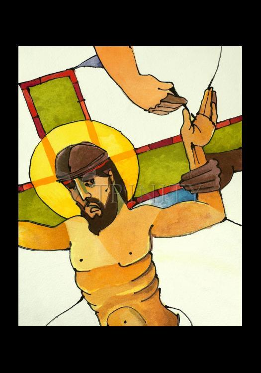 Stations of the Cross - 11 Jesus is Nailed to the Cross - Holy Card by Br. Mickey McGrath, OSFS - Trinity Stores