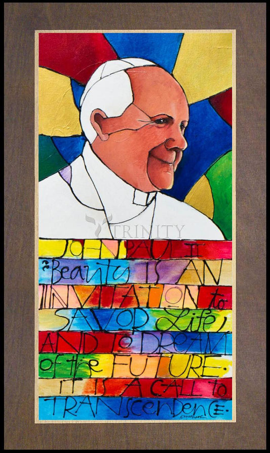 St. John Paul II - Wood Plaque Premium by Br. Mickey McGrath, OSFS - Trinity Stores