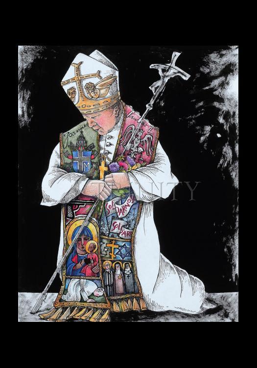 St. John Paul II Kneeling - Holy Card by Br. Mickey McGrath, OSFS - Trinity Stores
