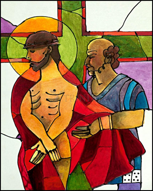 Stations of the Cross - 10 Jesus is Stripped of His Clothes - Wood Plaque by Br. Mickey McGrath, OSFS - Trinity Stores