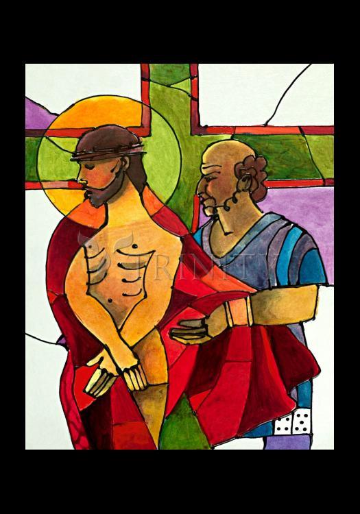 Stations of the Cross - 10 Jesus is Stripped of His Clothes - Holy Card by Br. Mickey McGrath, OSFS - Trinity Stores