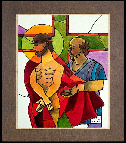 Stations of the Cross - 10 Jesus is Stripped of His Clothes - Wood Plaque Premium by Br. Mickey McGrath, OSFS - Trinity Stores
