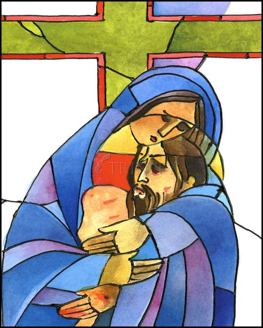 Stations of the Cross - 13 Body of Jesus is Taken From the Cross - Wood Plaque by Br. Mickey McGrath, OSFS - Trinity Stores