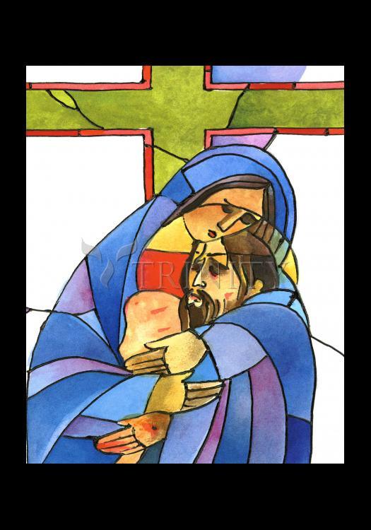 Stations of the Cross - 13 Body of Jesus is Taken From the Cross - Holy Card by Br. Mickey McGrath, OSFS - Trinity Stores