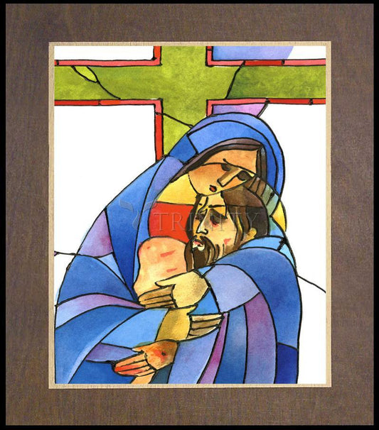 Stations of the Cross - 13 Body of Jesus is Taken From the Cross - Wood Plaque Premium by Br. Mickey McGrath, OSFS - Trinity Stores