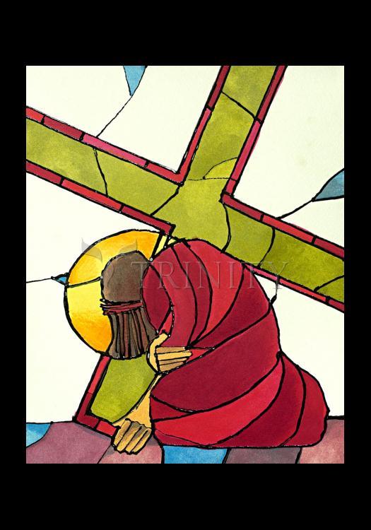 Stations of the Cross - 7 Jesus Falls a Second Time - Holy Card by Br. Mickey McGrath, OSFS - Trinity Stores