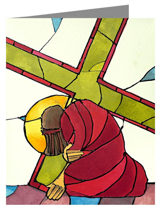 Stations of the Cross - 7 Jesus Falls a Second Time - Note Card by Br. Mickey McGrath, OSFS - Trinity Stores