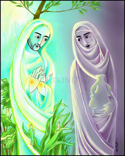 Jesus with Mary Magdalene - Wood Plaque by Br. Mickey McGrath, OSFS - Trinity Stores