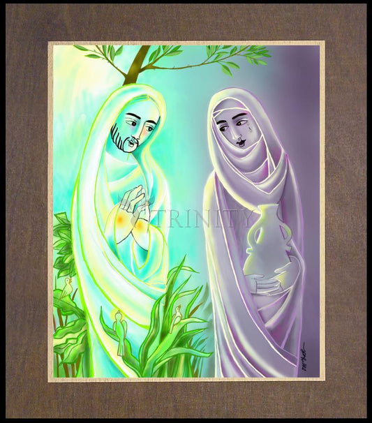 Jesus with Mary Magdalene - Wood Plaque Premium by Br. Mickey McGrath, OSFS - Trinity Stores