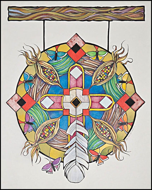 St. Kateri Tekakwitha's Mandala - Wood Plaque by Br. Mickey McGrath, OSFS - Trinity Stores