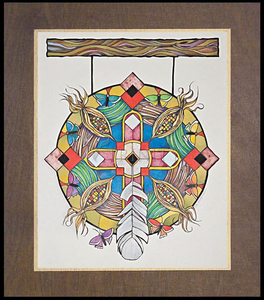 St. Kateri Tekakwitha's Mandala - Wood Plaque Premium by Br. Mickey McGrath, OSFS - Trinity Stores