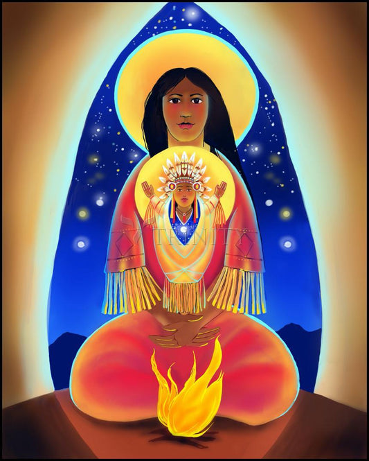 Lakota Madonna with Child - Wood Plaque by Br. Mickey McGrath, OSFS - Trinity Stores
