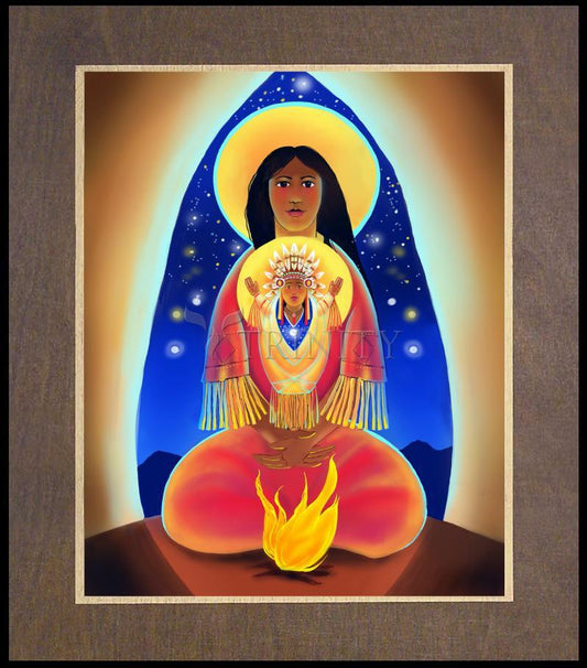 Lakota Madonna with Child - Wood Plaque Premium by Br. Mickey McGrath, OSFS - Trinity Stores