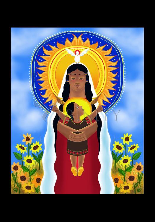 Lakota Madonna with Sunflowers - Holy Card by Br. Mickey McGrath, OSFS - Trinity Stores