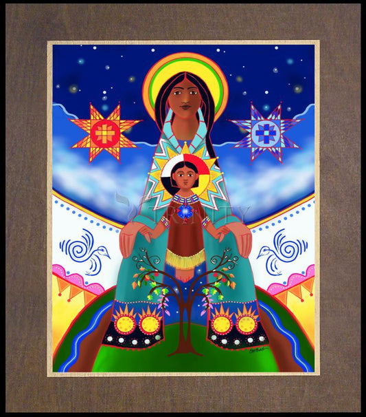 Lakota Tipi Madonna - Wood Plaque Premium by Br. Mickey McGrath, OSFS - Trinity Stores