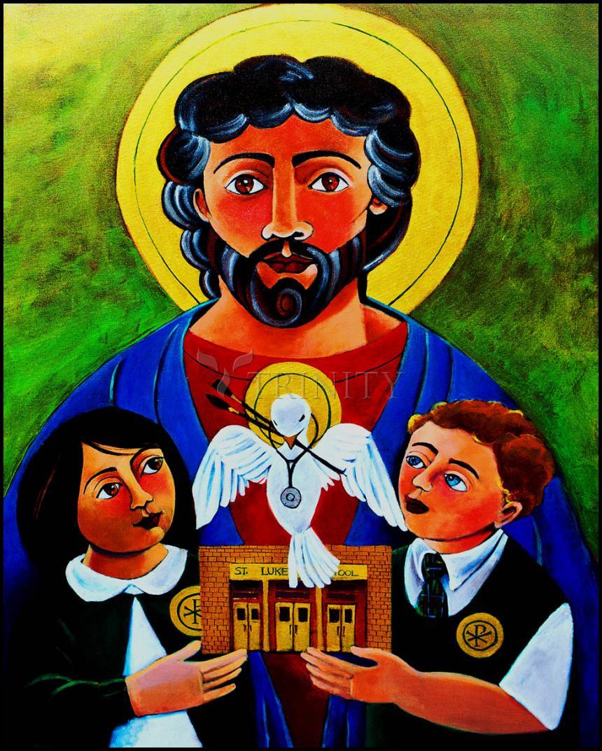 St. Luke the Evangelist - Wood Plaque by Br. Mickey McGrath, OSFS - Trinity Stores