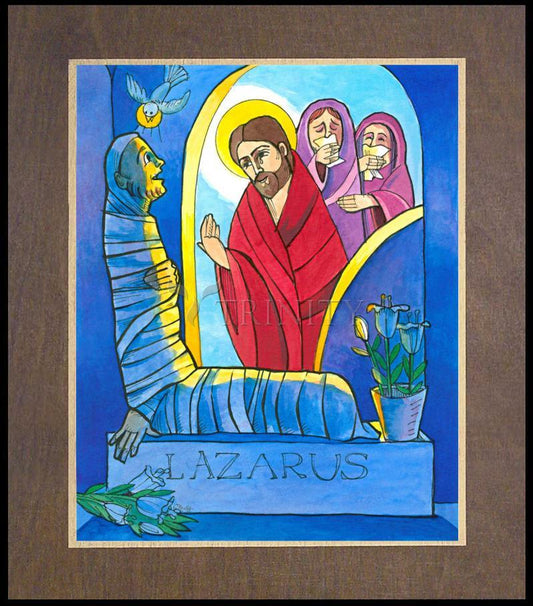 St. Lazarus - Wood Plaque Premium by Br. Mickey McGrath, OSFS - Trinity Stores