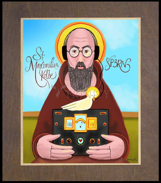 St. Maximilian Kolbe - Wood Plaque Premium by Br. Mickey McGrath, OSFS - Trinity Stores