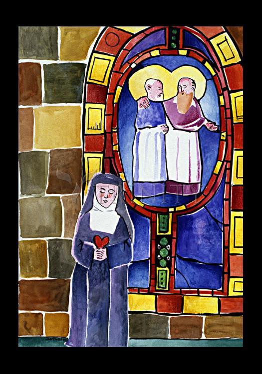 St. Margaret Mary Alacoque at Window - Holy Card by Br. Mickey McGrath, OSFS - Trinity Stores