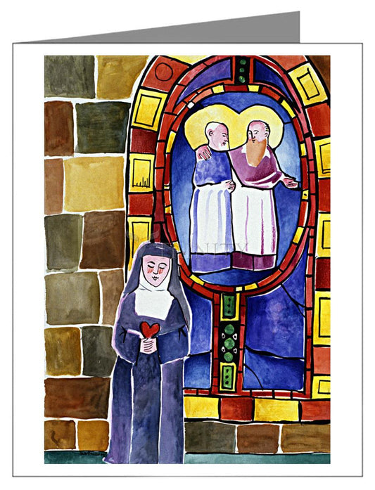 St. Margaret Mary Alacoque at Window - Note Card Custom Text by Br. Mickey McGrath, OSFS - Trinity Stores