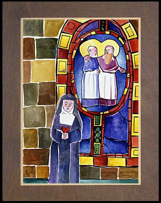St. Margaret Mary Alacoque at Window - Wood Plaque Premium by Br. Mickey McGrath, OSFS - Trinity Stores