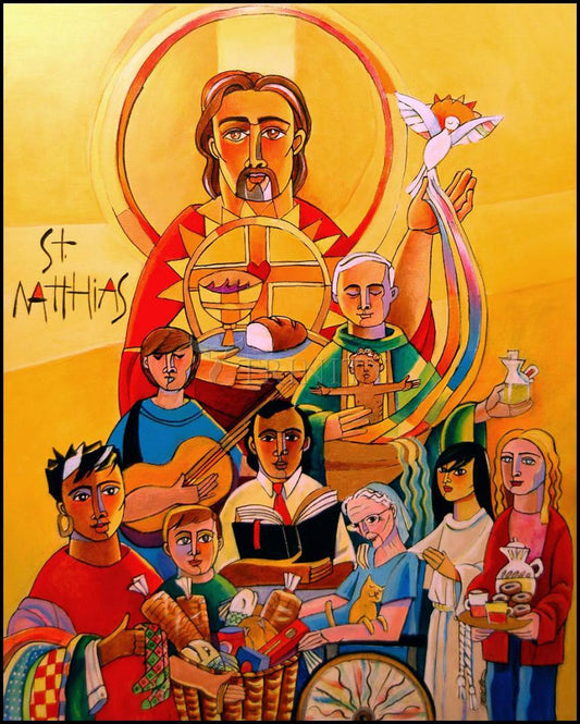 St. Matthias the Apostle - Wood Plaque by Br. Mickey McGrath, OSFS - Trinity Stores