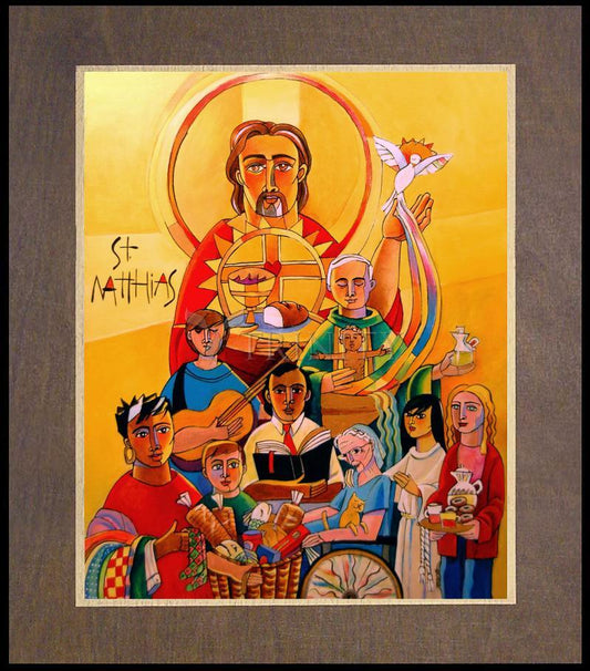 St. Matthias the Apostle - Wood Plaque Premium by Br. Mickey McGrath, OSFS - Trinity Stores